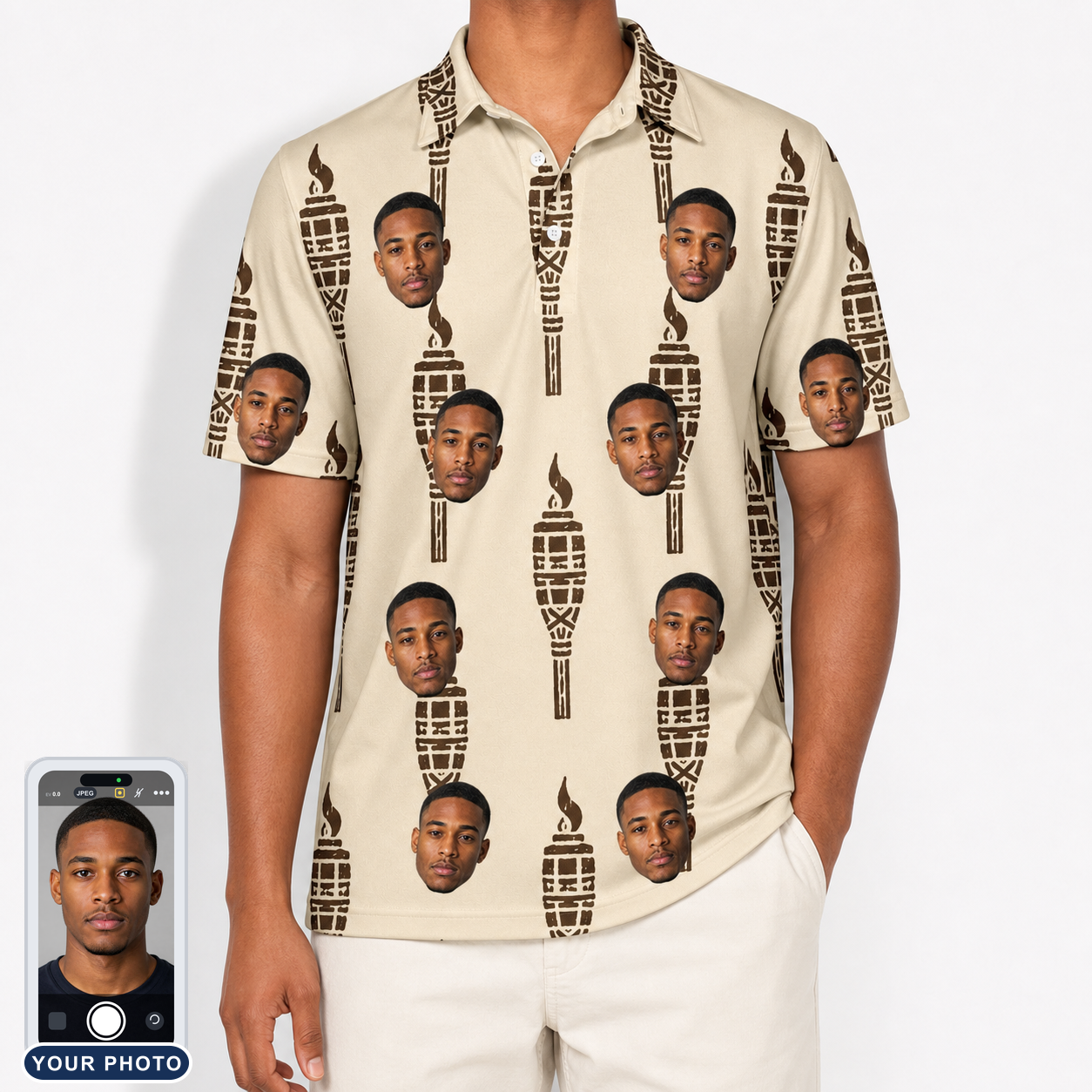 Men's Rattan Radiance Custom Face Polo Shirt