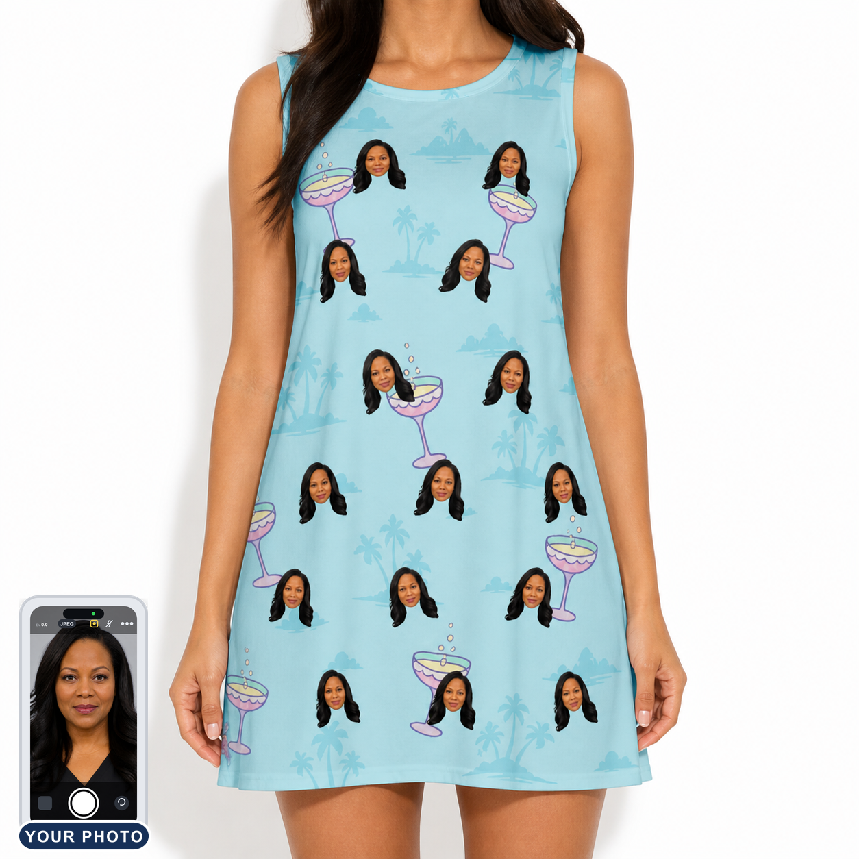 Women's Cork Kisses Custom Face Tank Dress