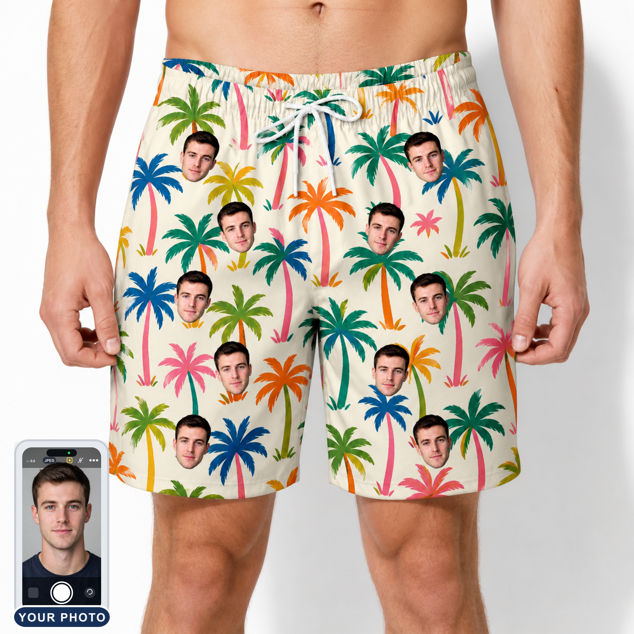Men's Sunbeam Sprigs Custom Face Beach Shorts