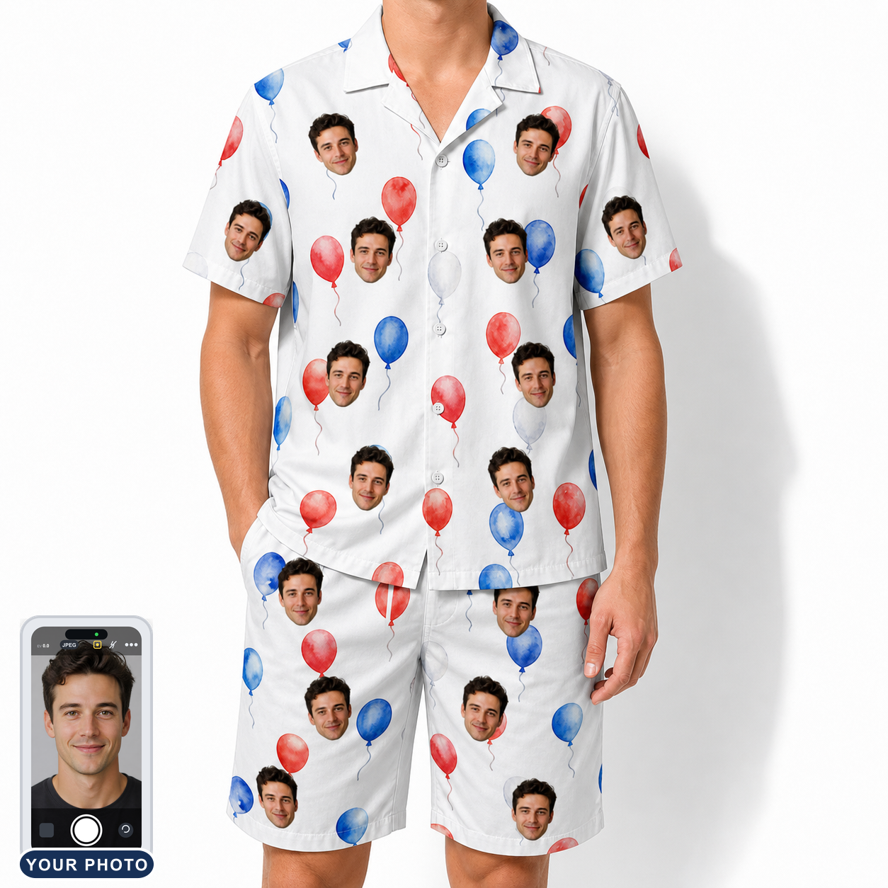 Men's Rocket Ribbons Custom Face Shirt & Shorts Set