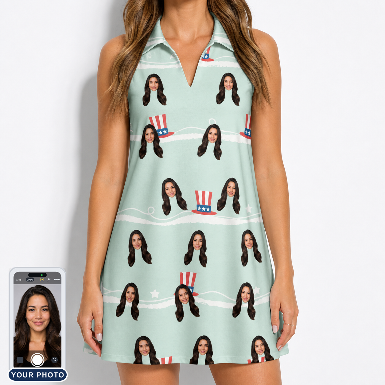 Women's Sam's Sparkle Custom Face V-Neck Dress