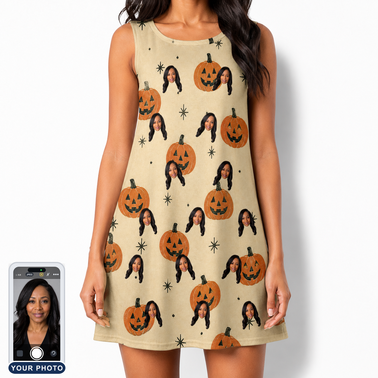 Women's Gourd Grins Custom Face Tank Dress