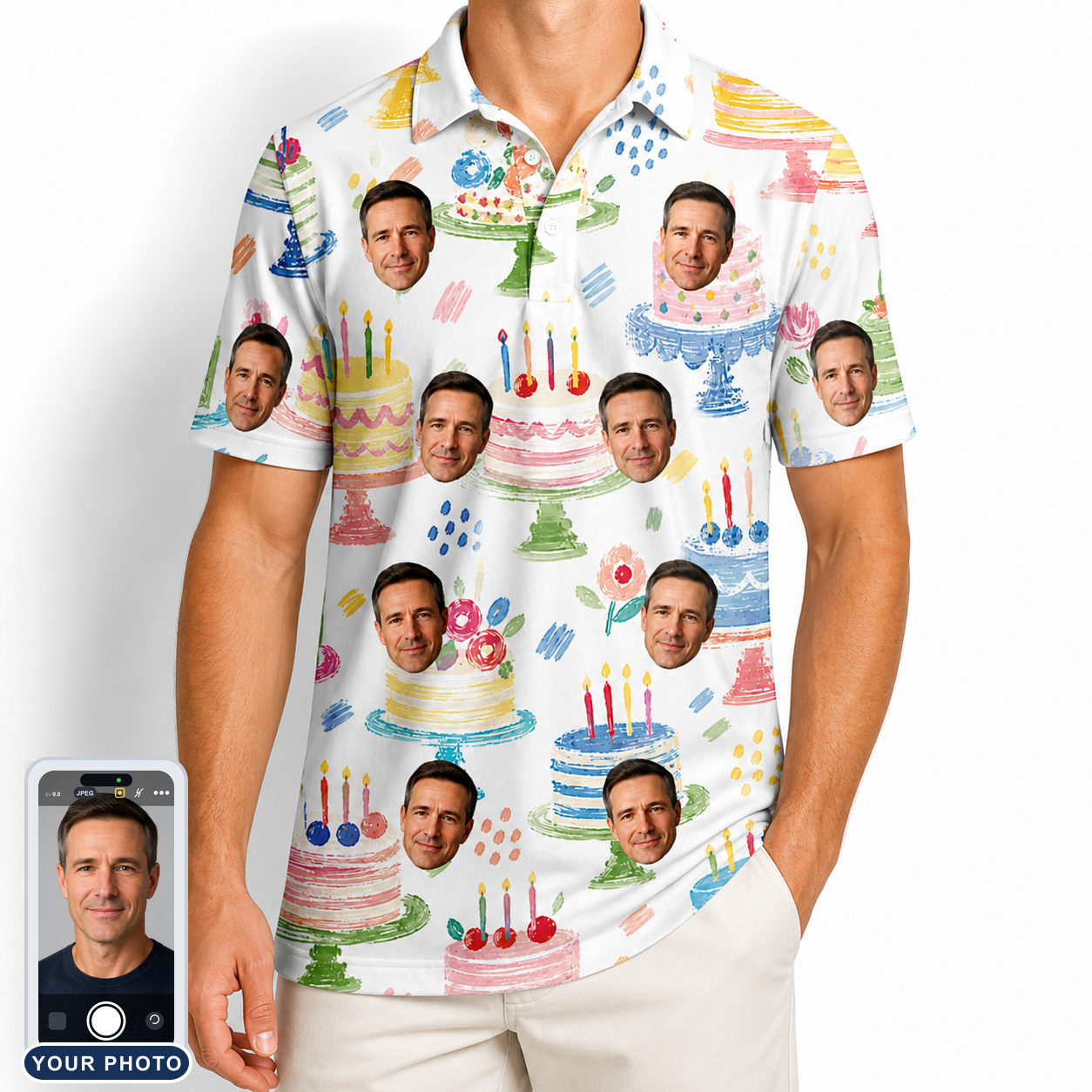 Men's Longevity Layers Custom Face Polo Shirt