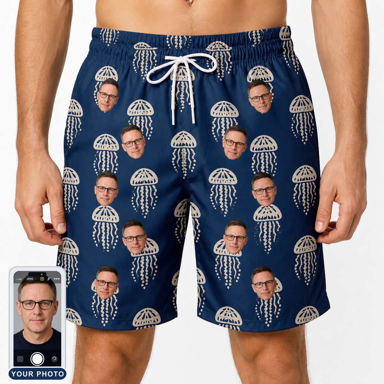 Men's Nettle Nebula Custom Face Beach Shorts