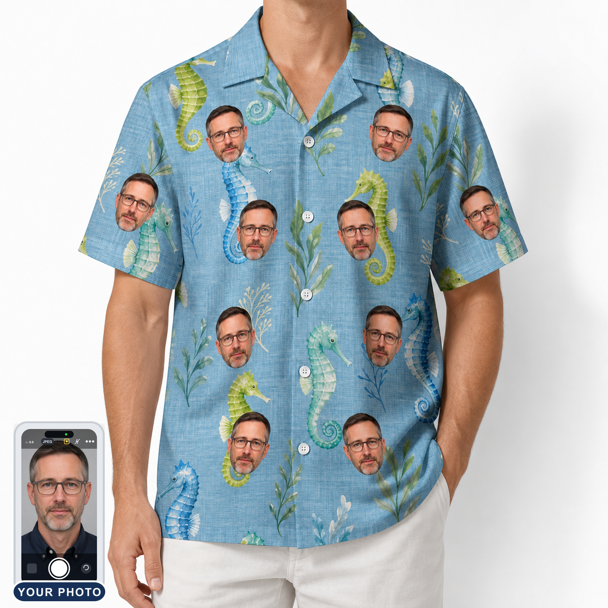 Men's Sea Pony Society Custom Face Hawaiian Shirt