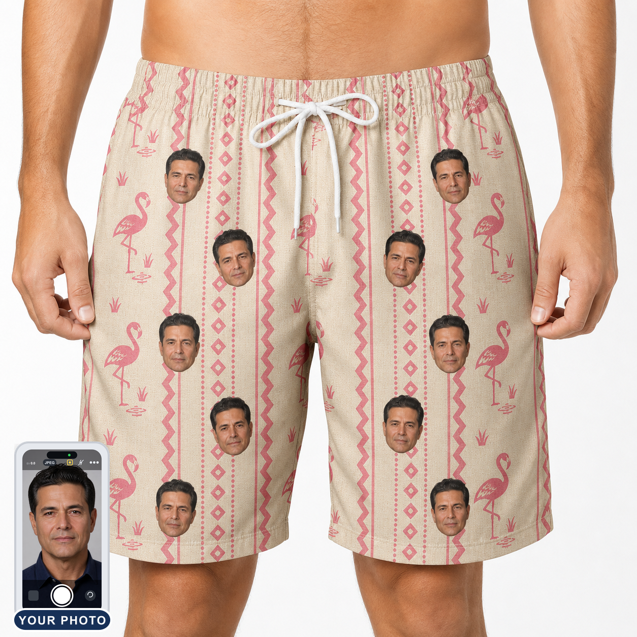 Men's Waddle Wink Custom Face Beach Shorts