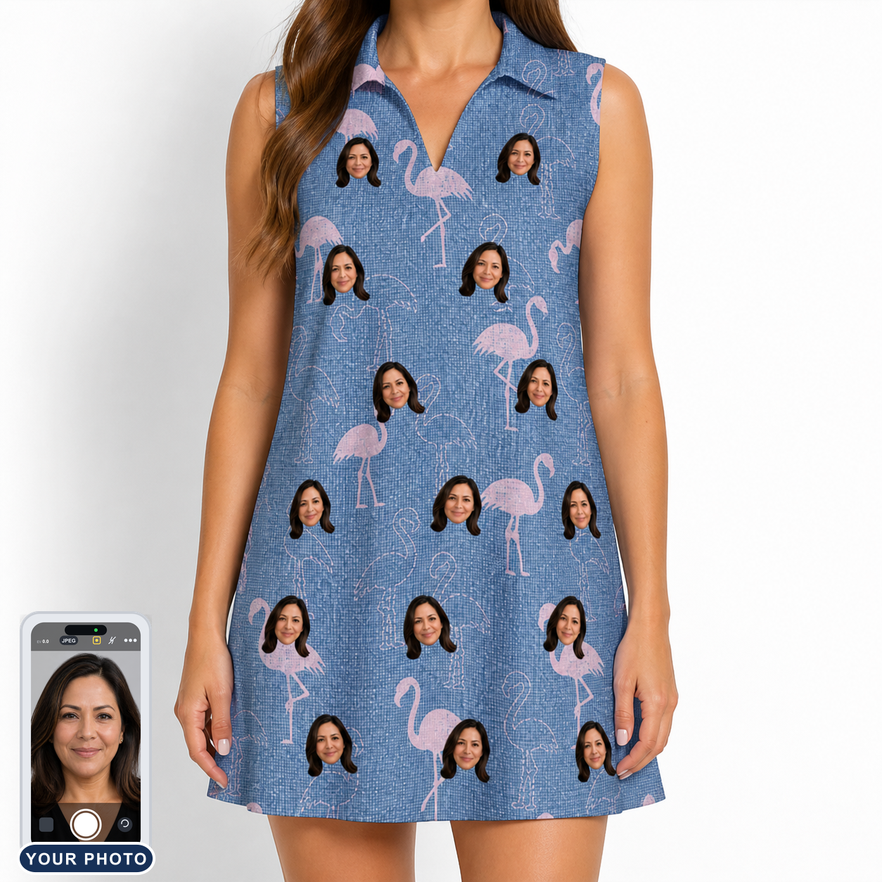 Women's Longneck Lollies Custom Face V-Neck Dress