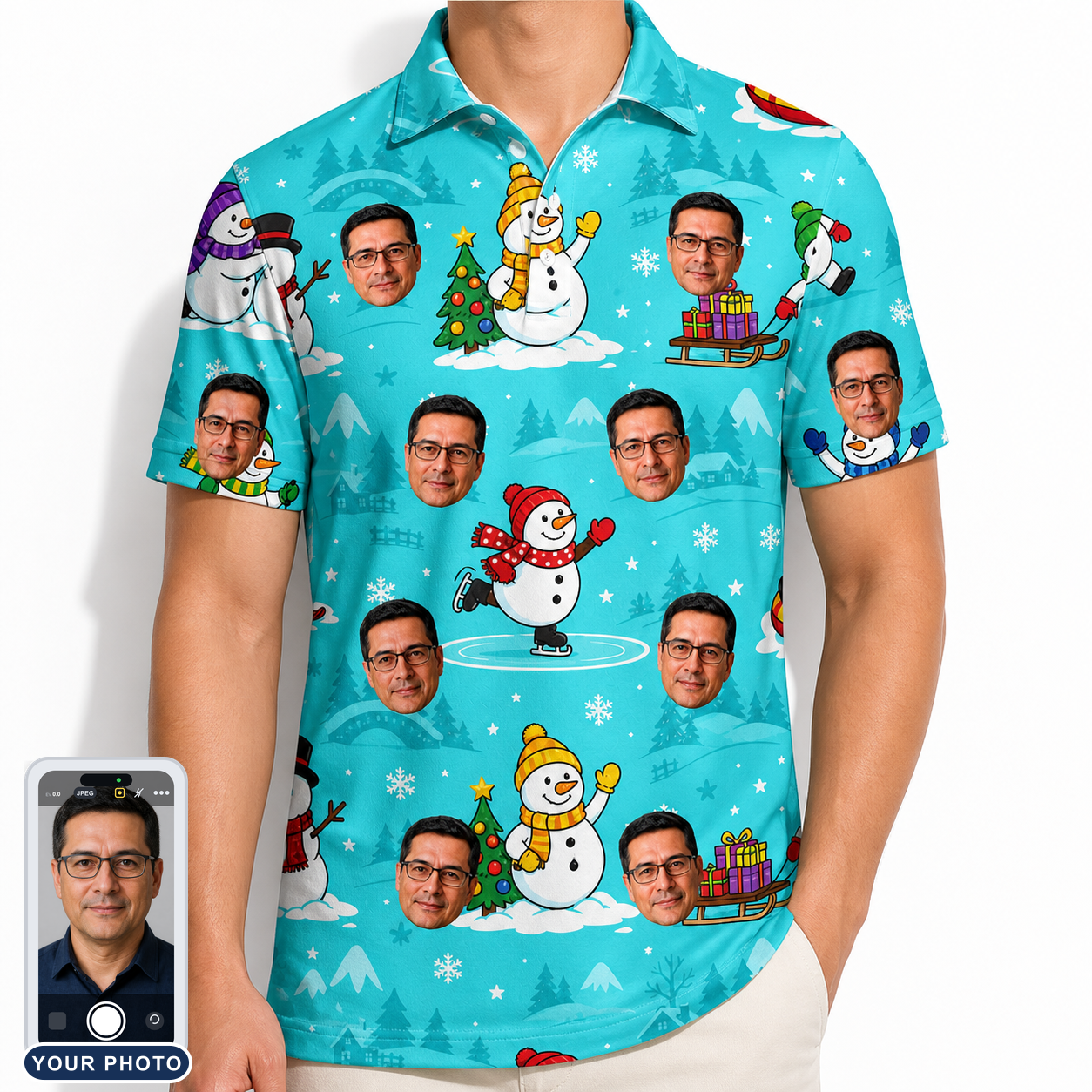 Men's Button Blizzard Custom Face Polo Shirt