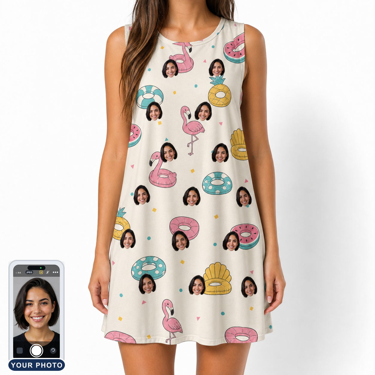 Women's Rosy Rafties Custom Face Tank Dress