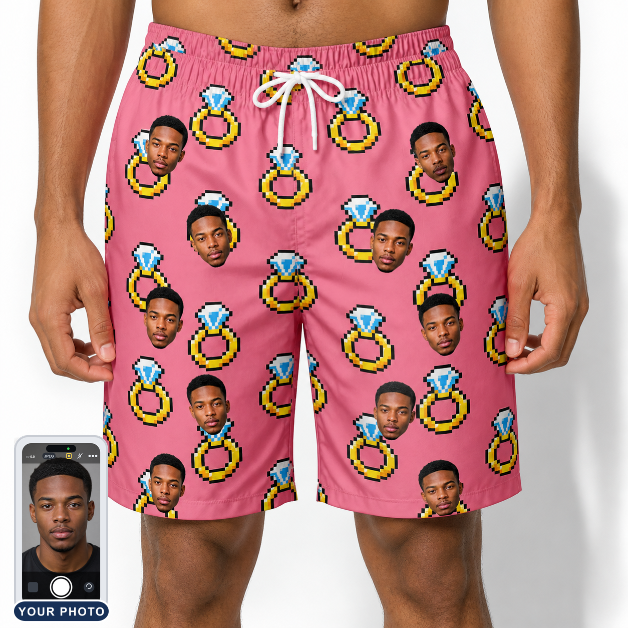 Men's Jewel Jitters Custom Face Beach Shorts