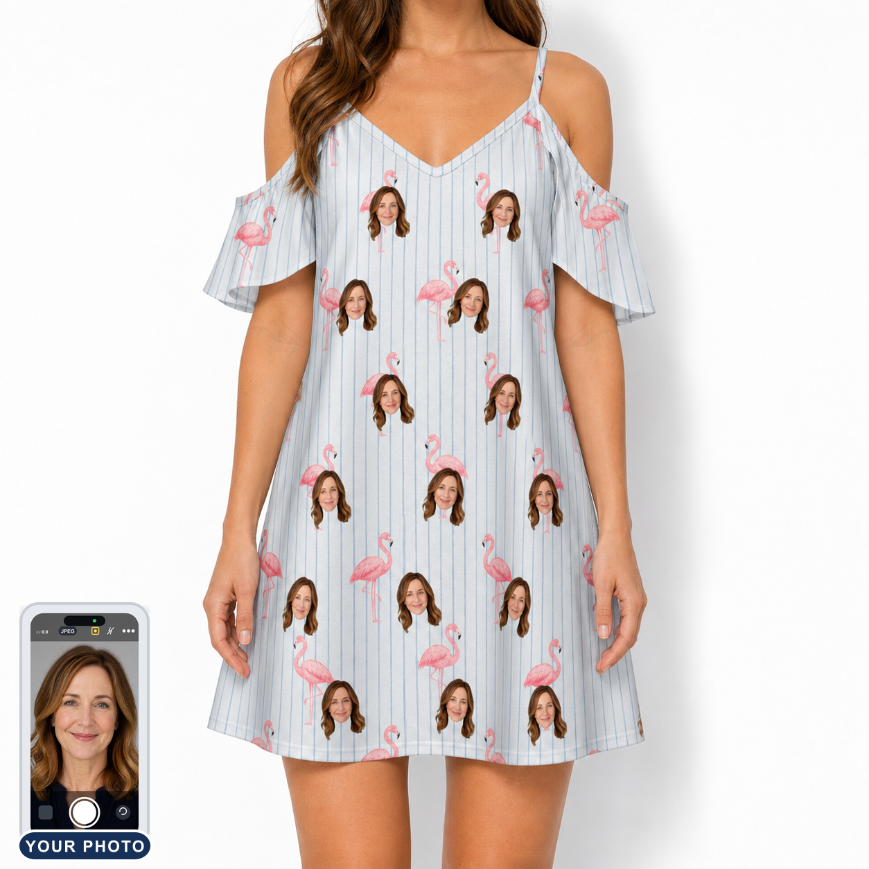 Women's Stilt Spritz Custom Face Off-Shoulder Dress