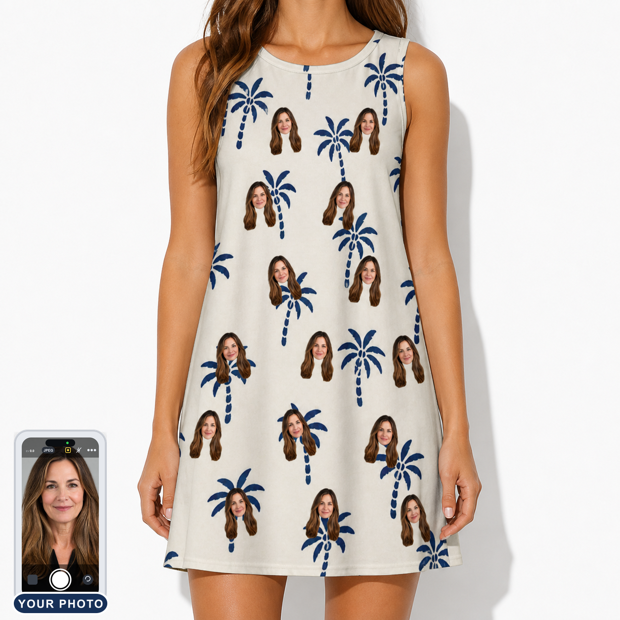 Women's Technicolor Tropics Custom Face Tank Dress