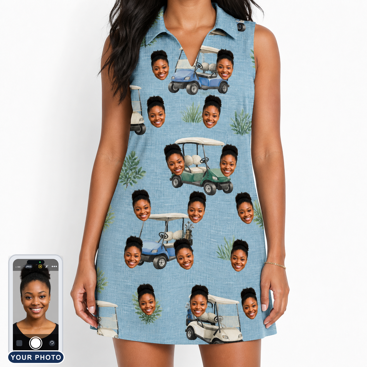 Women's Cart Blanche Custom Face V-Neck Dress