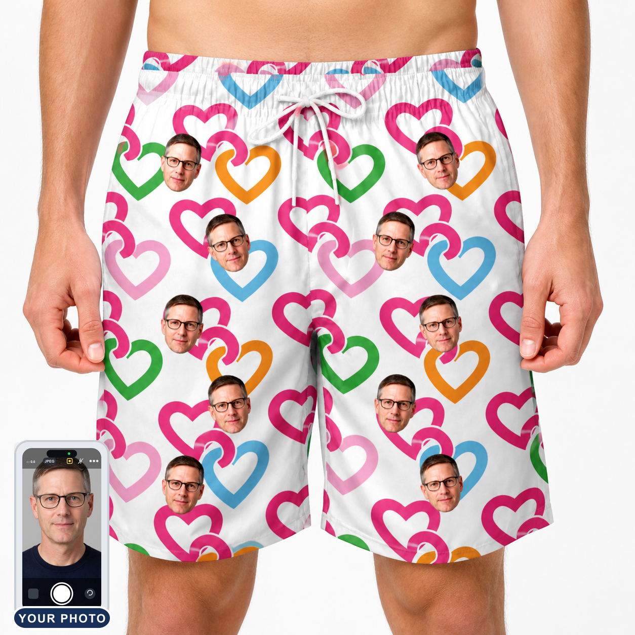 Men's Joined Jetty Custom Face Beach Shorts