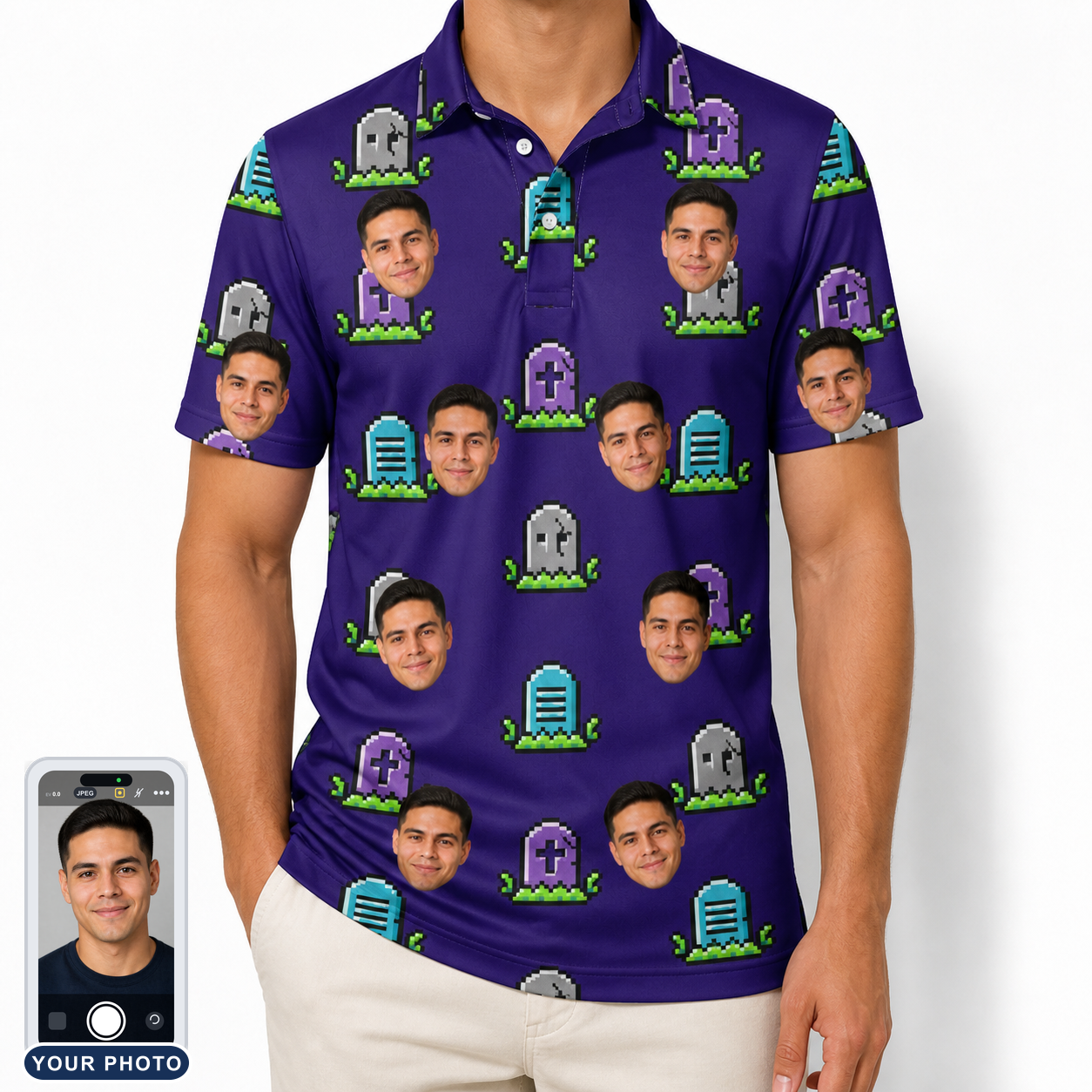 Men's Mirth Markers Custom Face Polo Shirt