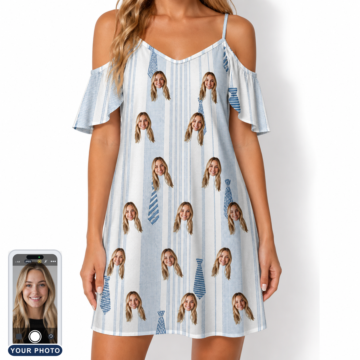 Women's Collar Confetti Custom Face Off-Shoulder Dress