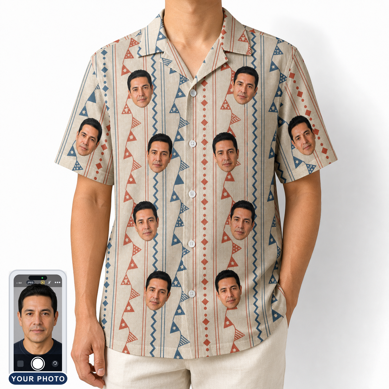 Men's Pennant Parade Custom Face Hawaiian Shirt