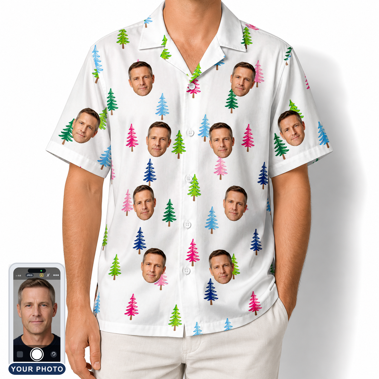 Men's Cedar Caddie Custom Face Hawaiian Shirt