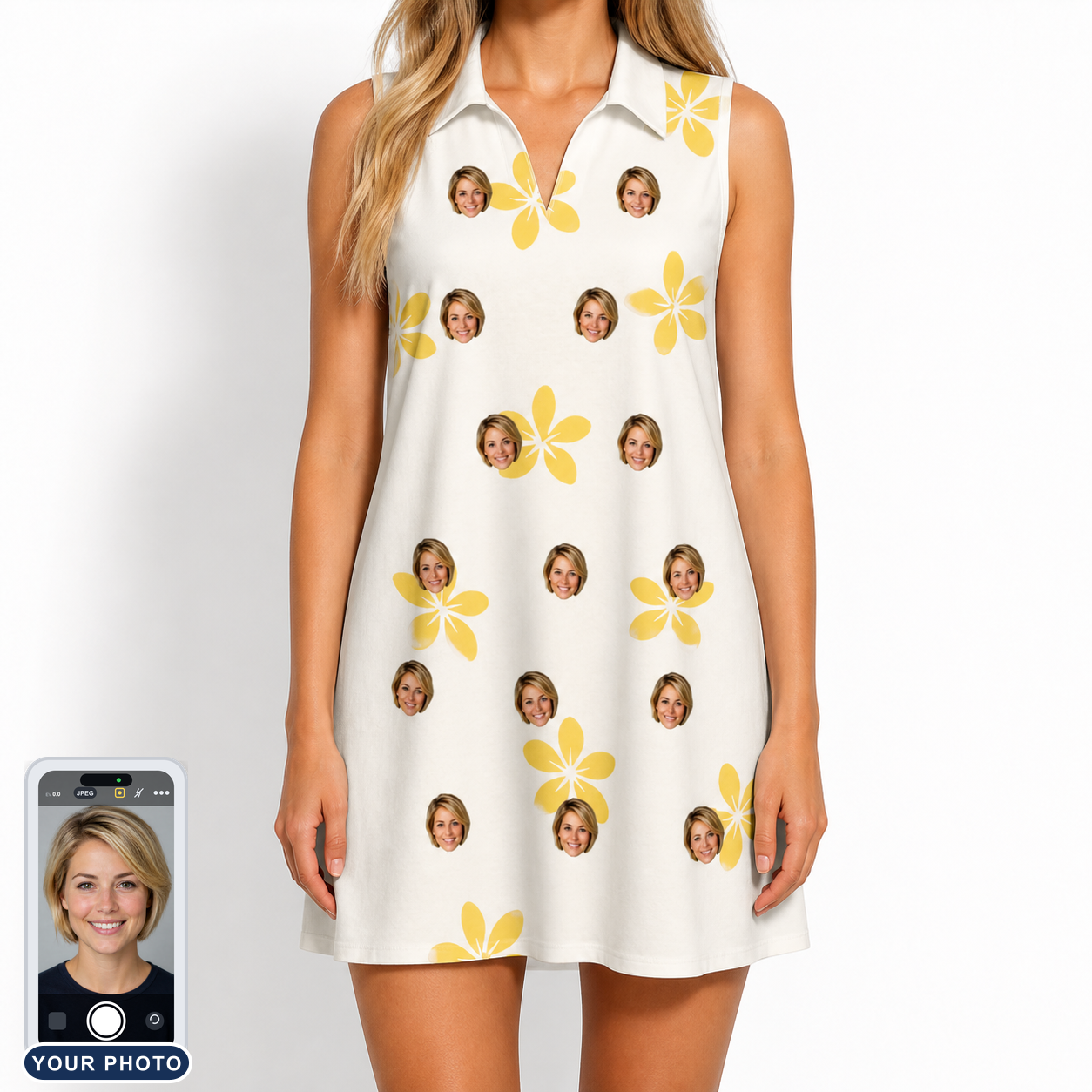 Women's Island Incense Custom Face V-Neck Dress