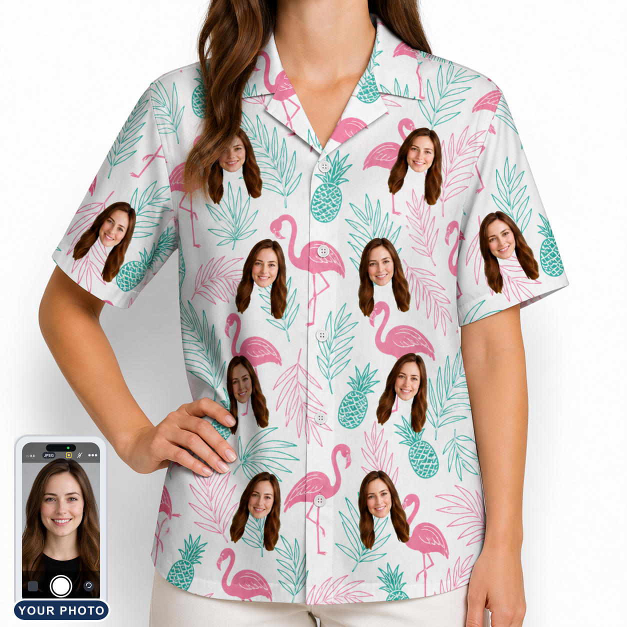 Women's Long-Legged Luau Custom Face Hawaiian Shirt