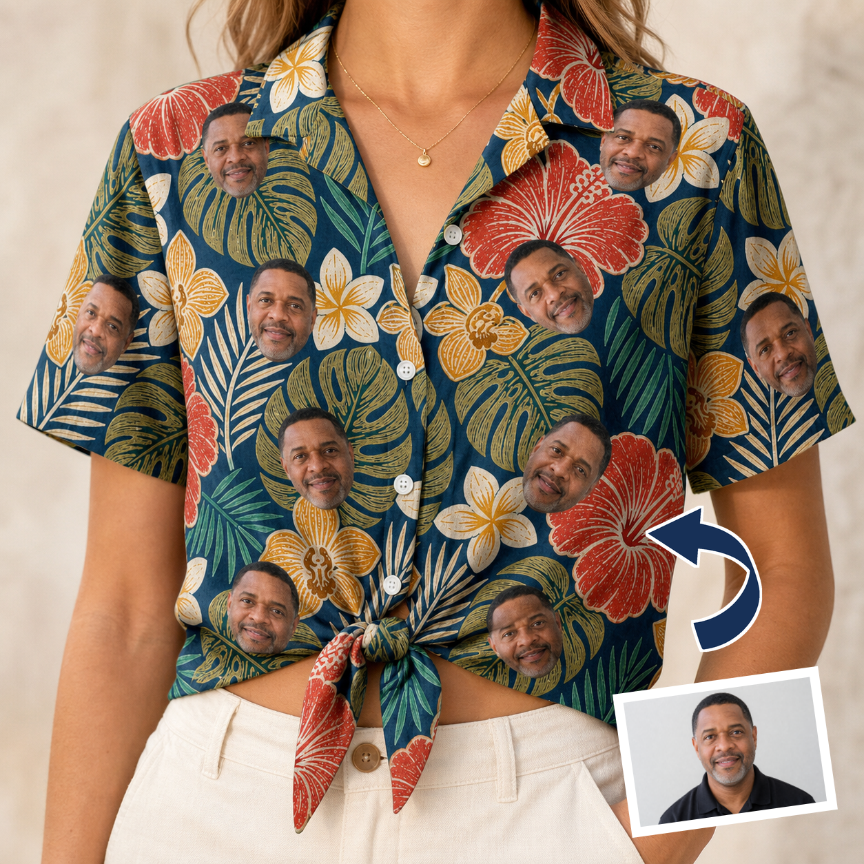 Tropical Hibiscus Custom Face Hawaiian Shirt - 6