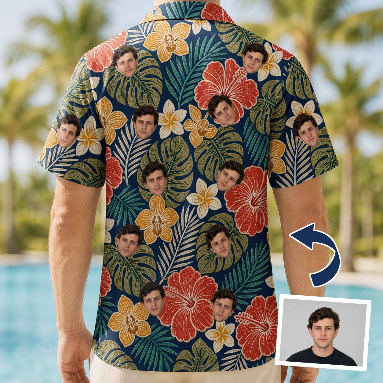 Tropical Hibiscus Custom Face Hawaiian Shirt - 9