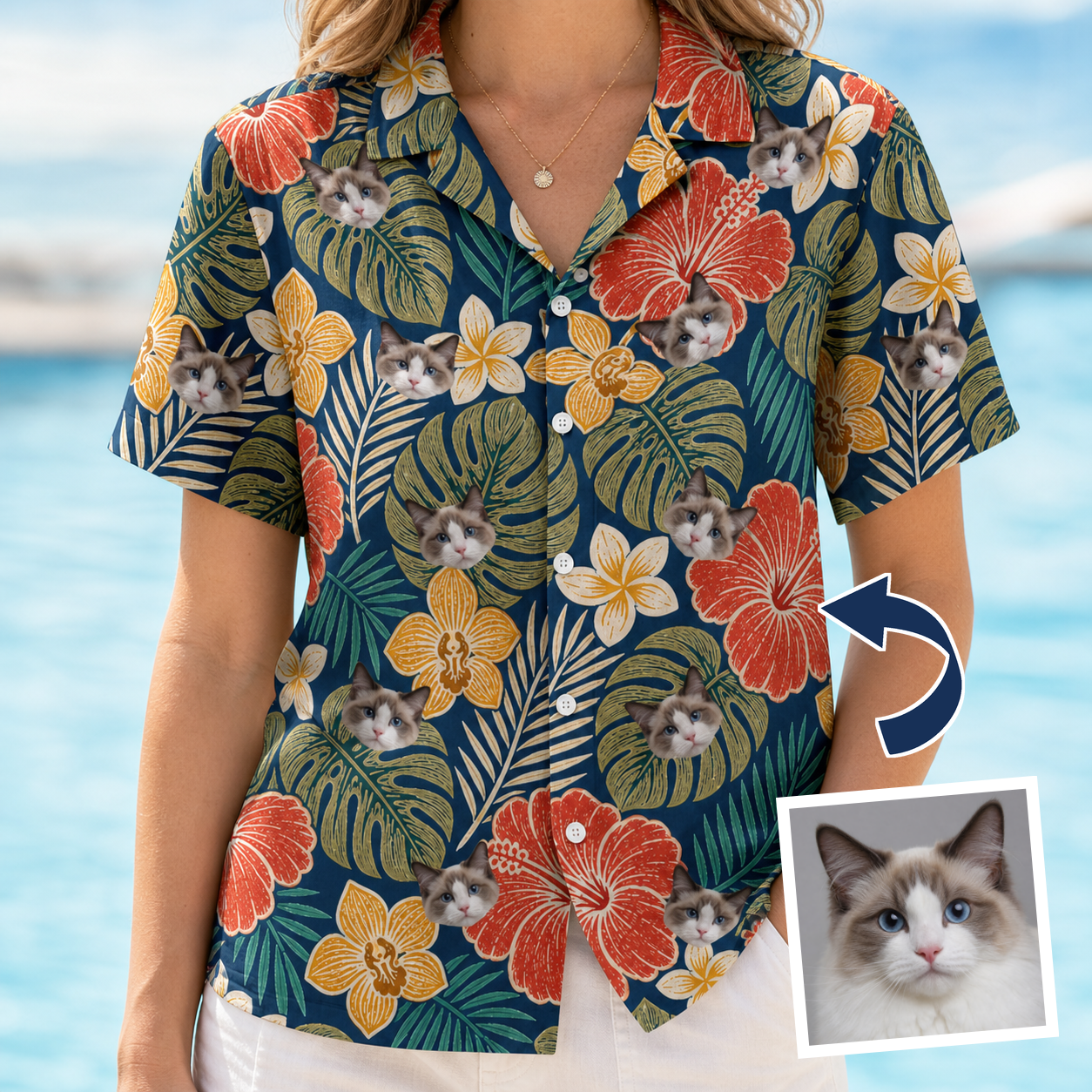 Tropical Hibiscus Custom Face Hawaiian Shirt - 8