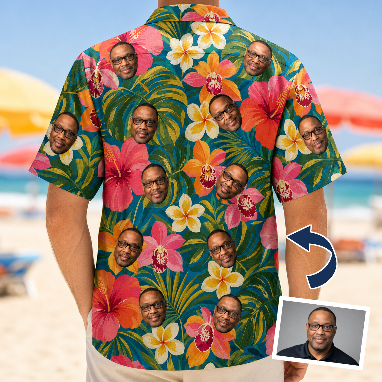 Tropical Plumeria Custom Face Hawaiian Shirt - 3