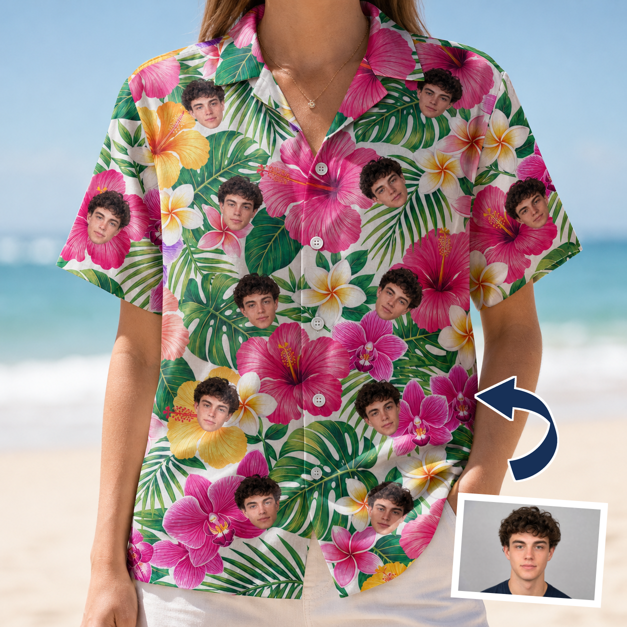 Plumeria Tropical Custom Face Hawaiian Shirt - 4