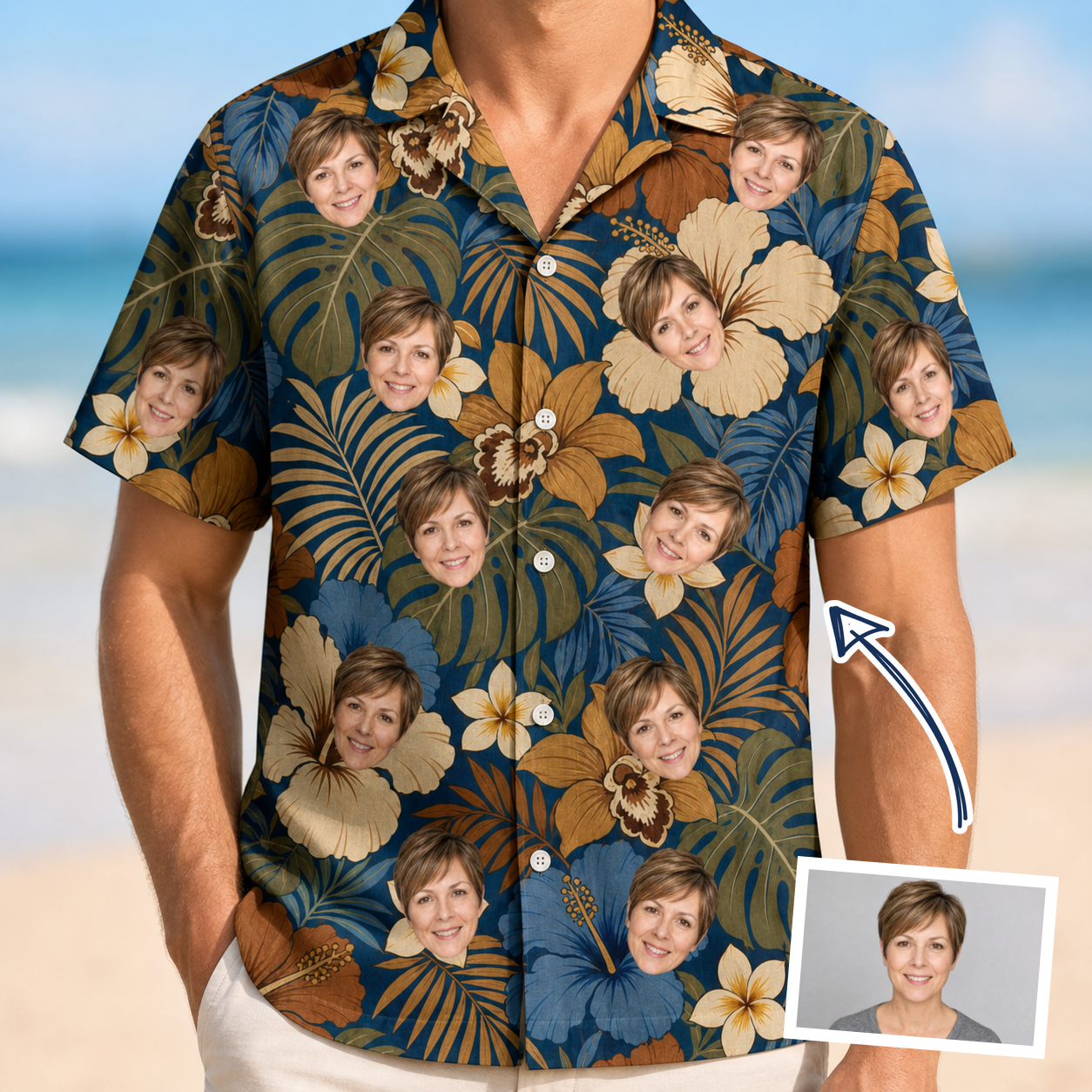 Men's Frond Flower Fizz Custom Face Hawaiian Shirt - 3