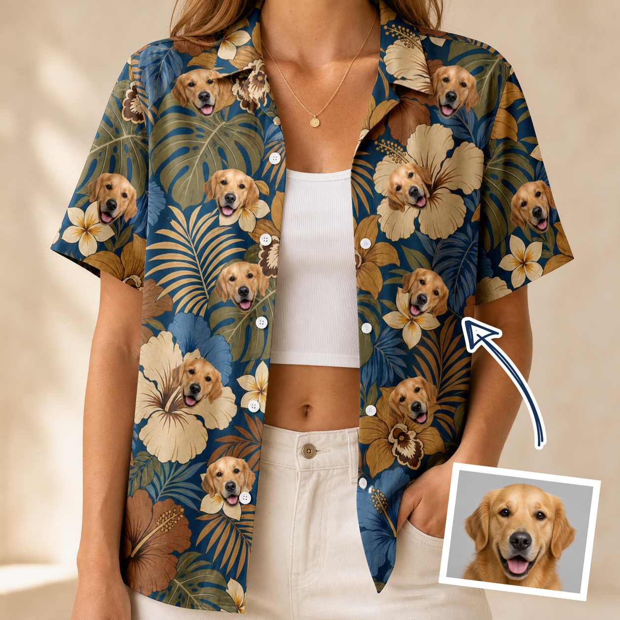 Women's Frond Flower Fizz Custom Face Hawaiian Shirt - 6