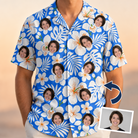 Men's Hibiscus Hula Hooray Custom Face Hawaiian Shirt