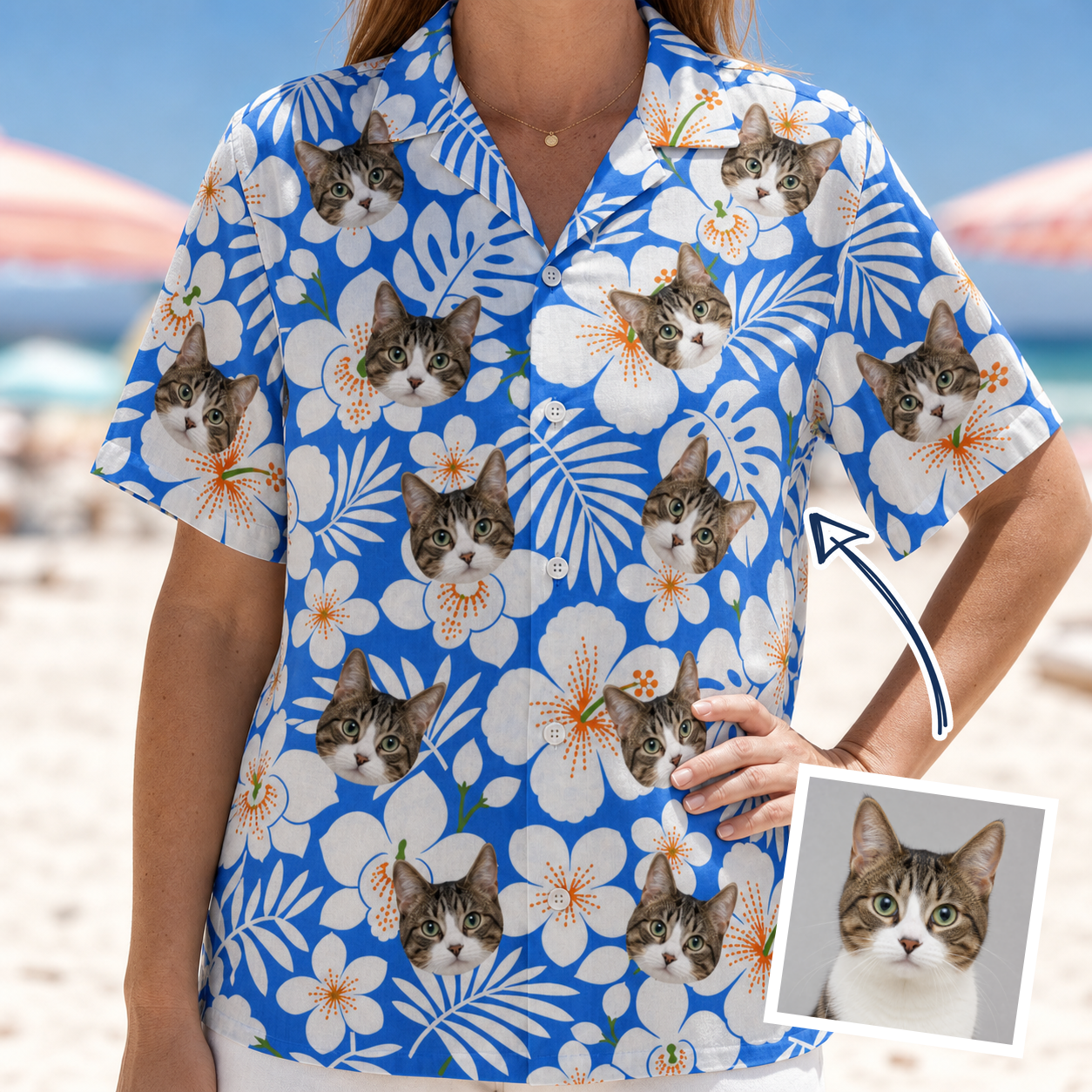 Women's Hibiscus Hula Hooray Custom Face Hawaiian Shirt - 3