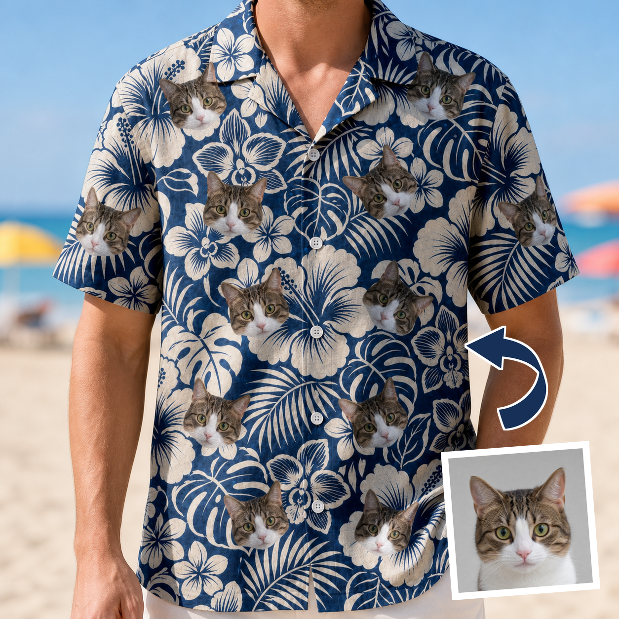 Tropical Flower Custom Face Men's Hawaiian Shirt - 5