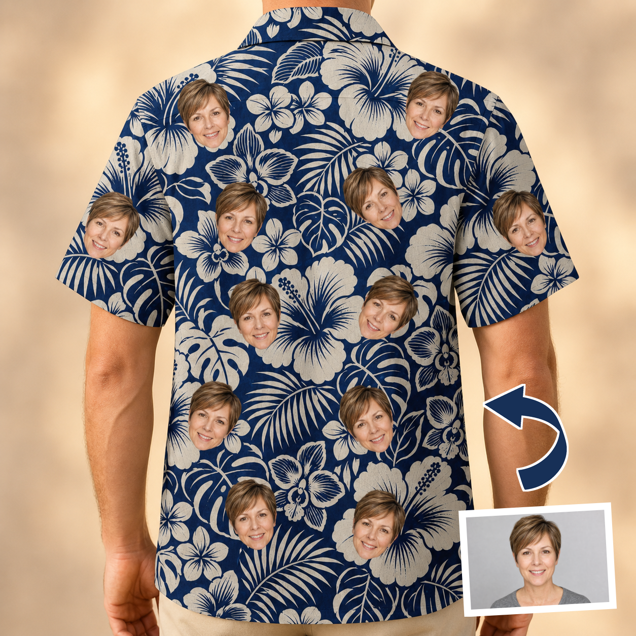 Tropical Flower Custom Face Men's Hawaiian Shirt - 7