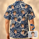 Tropical Flower Custom Face Men's Hawaiian Shirt - 7