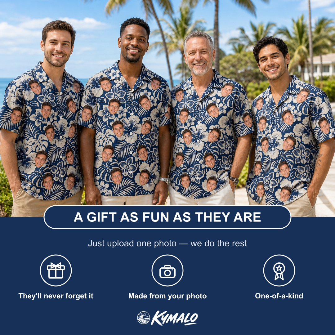 Tropical Flower Custom Face Men's Hawaiian Shirt - 2