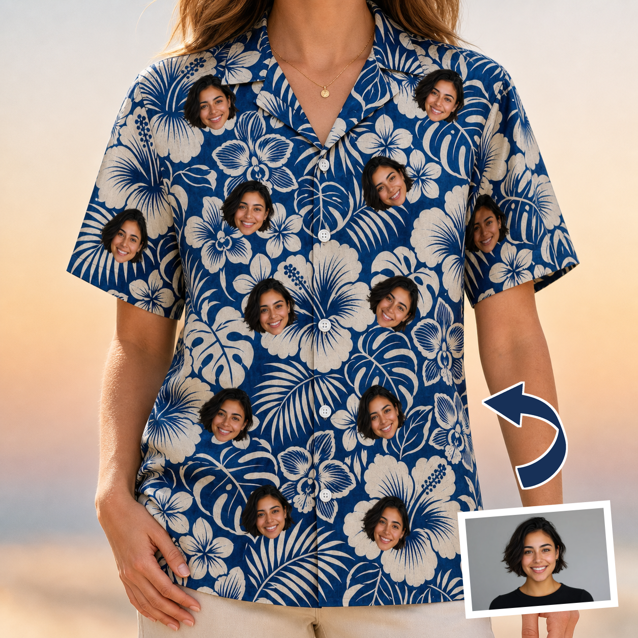 Tropical Floral Custom Face Women's Hawaiian Shirt