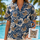 Tropical Floral Custom Face Women's Hawaiian Shirt - 2