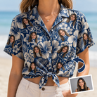 Tropical Floral Custom Face Women's Hawaiian Shirt - 5
