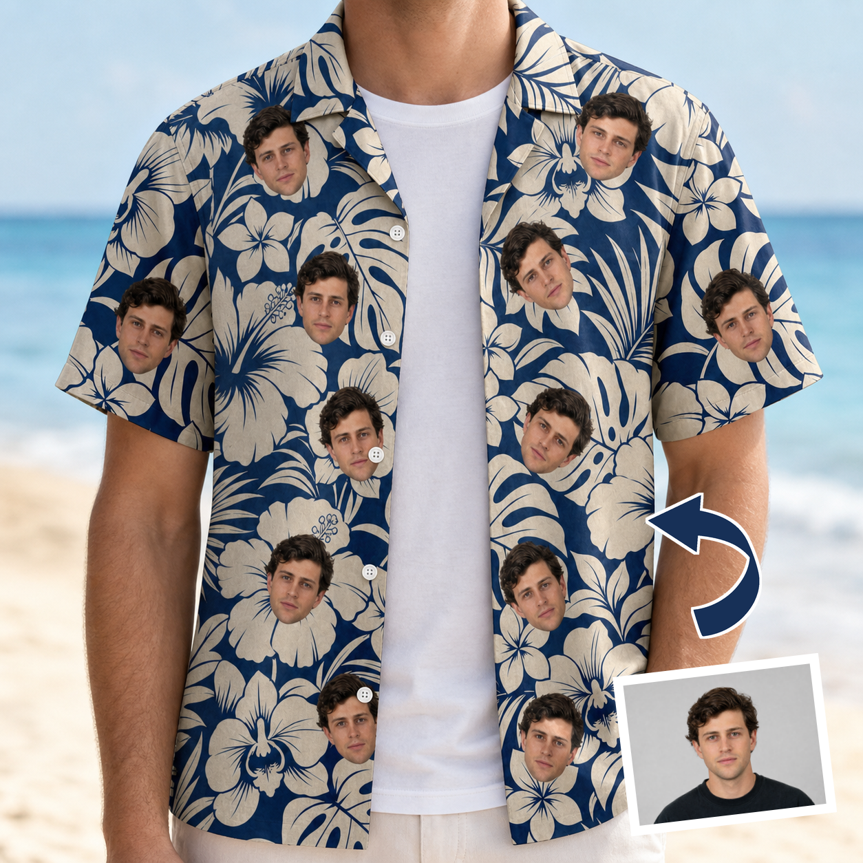 Tropical Flower Custom Face Men's Hawaiian Shirt
