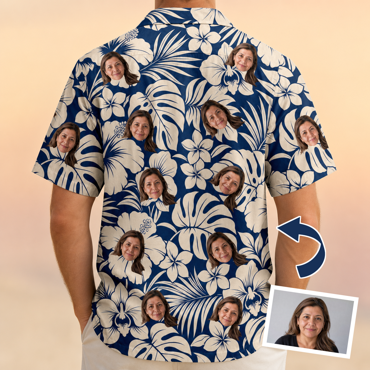 Tropical Flower Custom Face Men's Hawaiian Shirt - 7