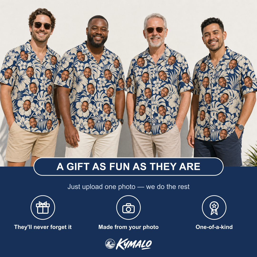 Tropical Flower Custom Face Men's Hawaiian Shirt - 2