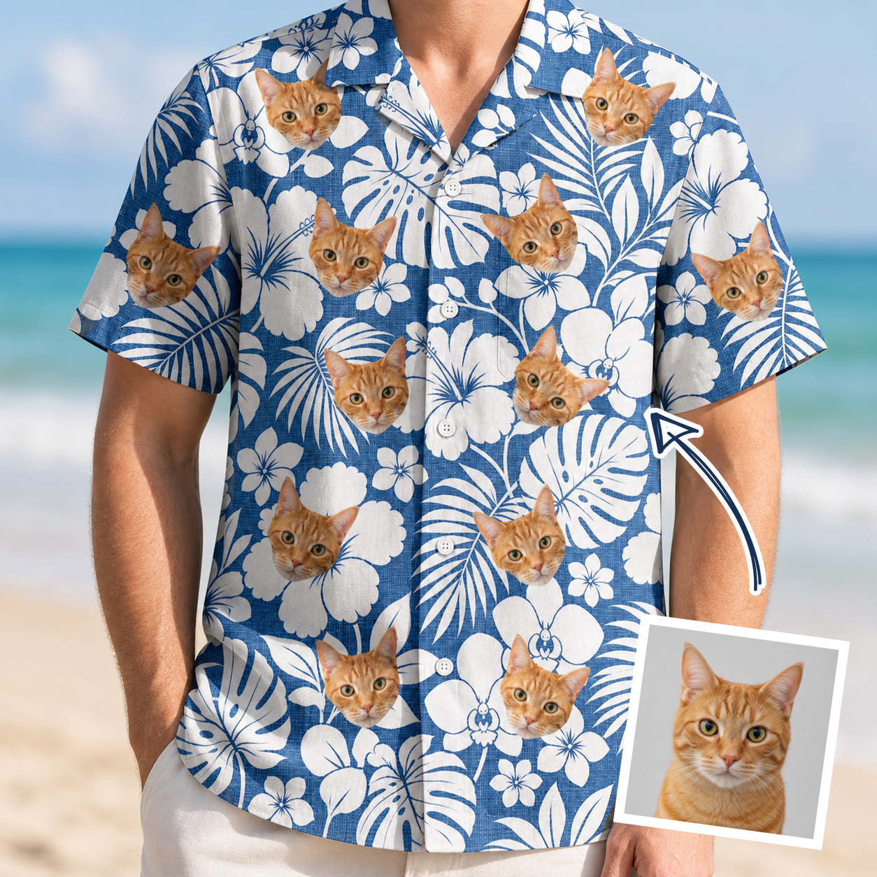 Men's Floral Frond Frenzy Custom Face Hawaiian Shirt - 5