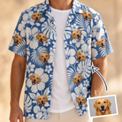 Men's Floral Frond Frenzy Custom Face Hawaiian Shirt - 7