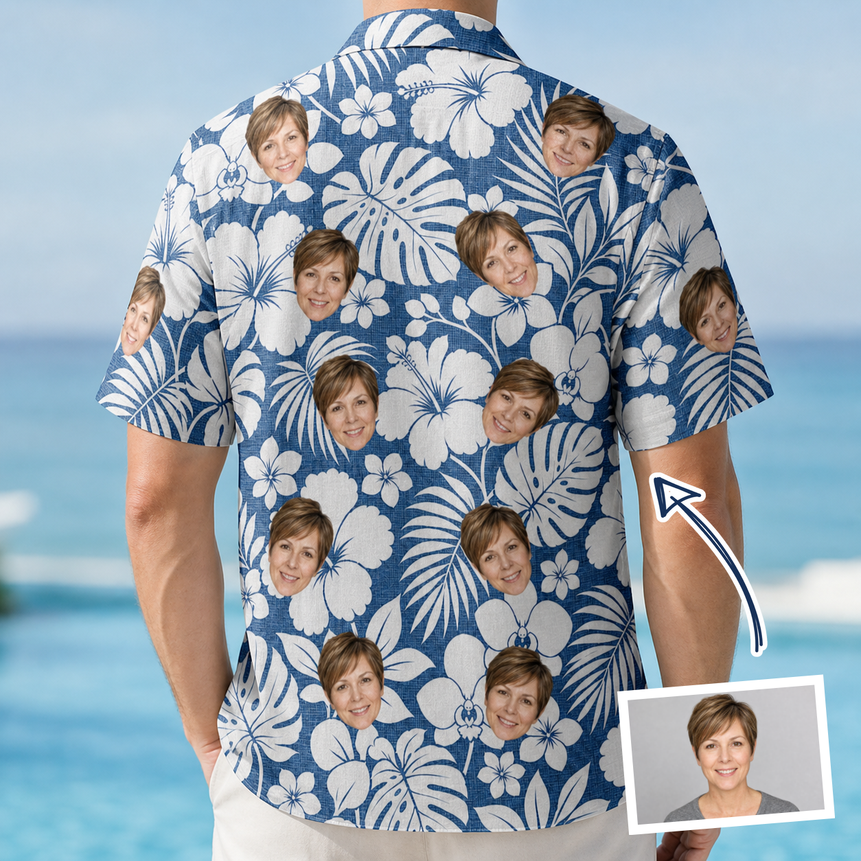 Men's Floral Frond Frenzy Custom Face Hawaiian Shirt - 8