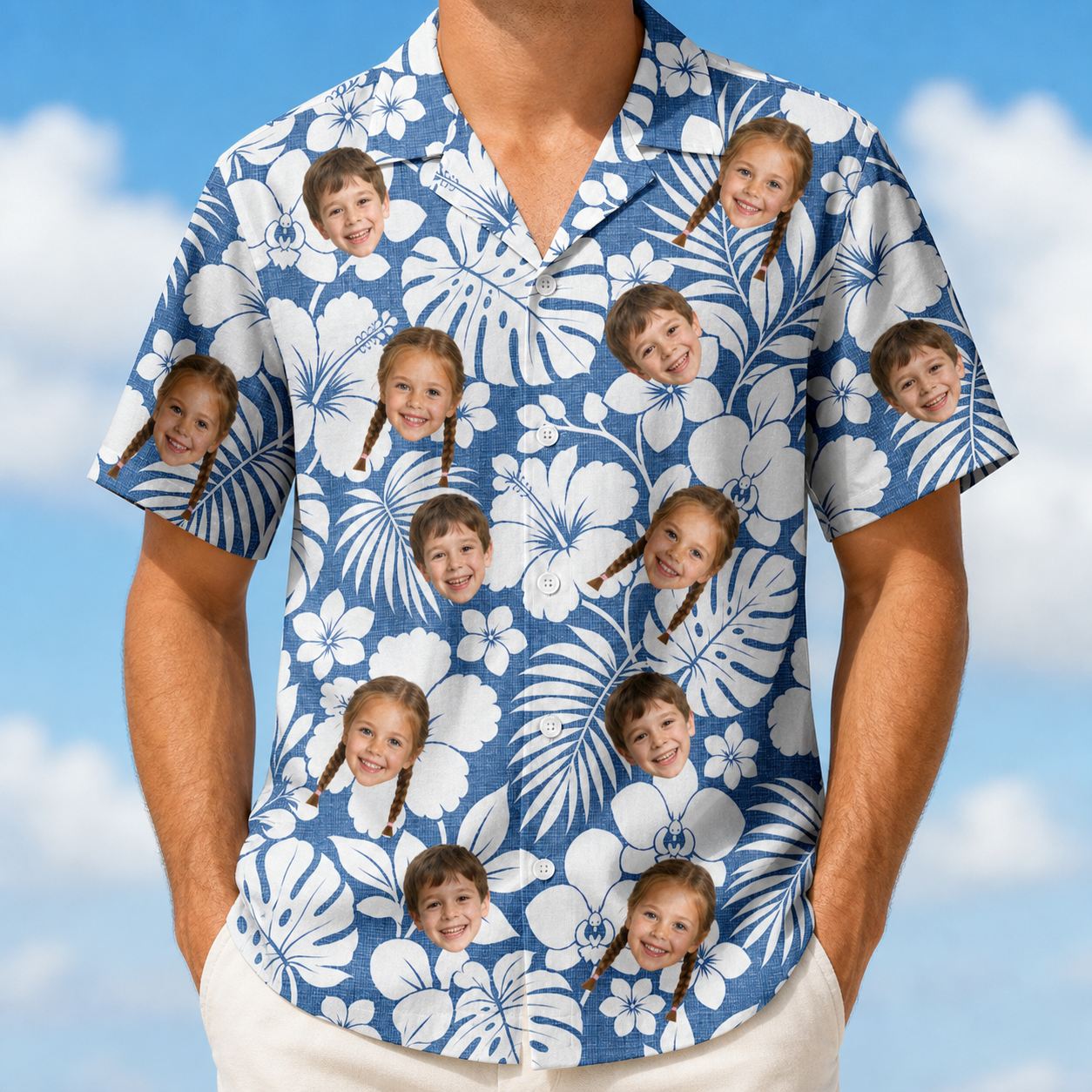 Men's Floral Frond Frenzy Custom Face Hawaiian Shirt - 6