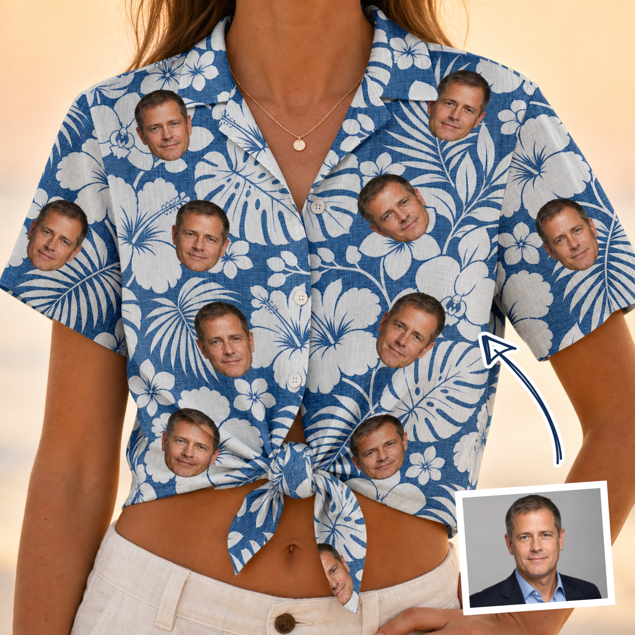 Women's Island Flora Frolic Custom Face Hawaiian Shirt