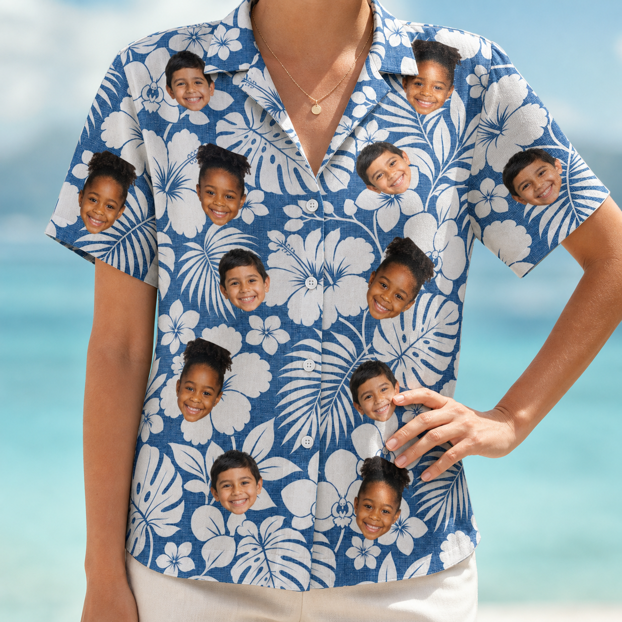Women's Island Flora Frolic Custom Face Hawaiian Shirt - 3