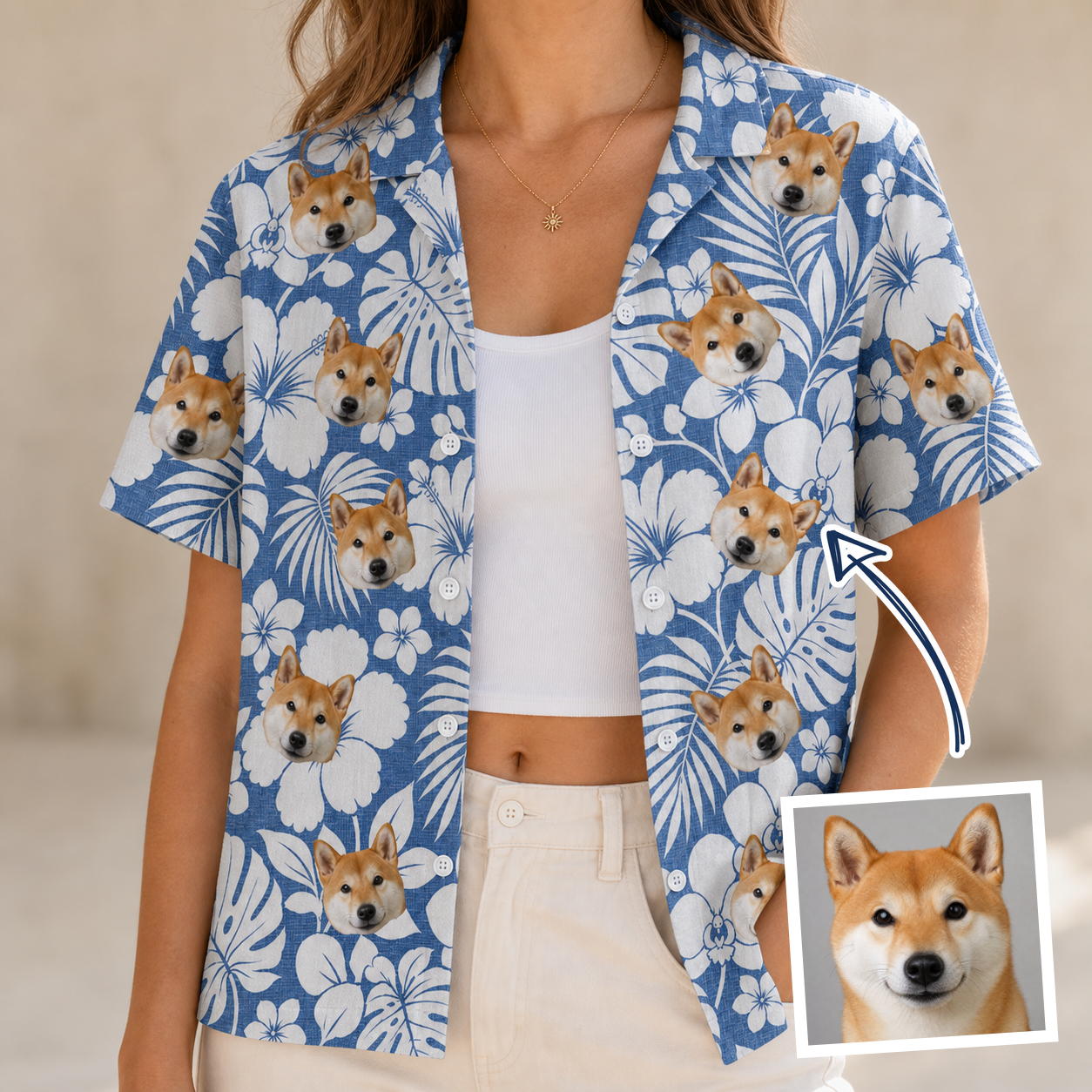 Women's Island Flora Frolic Custom Face Hawaiian Shirt - 6